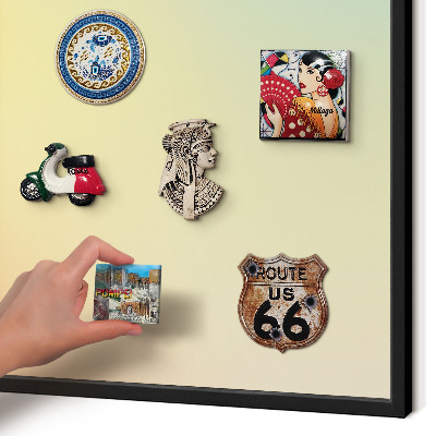Metal wall board for magnets in a black frame Color transition