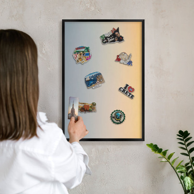 Vacation magnet board with a black frame Pastel gradient