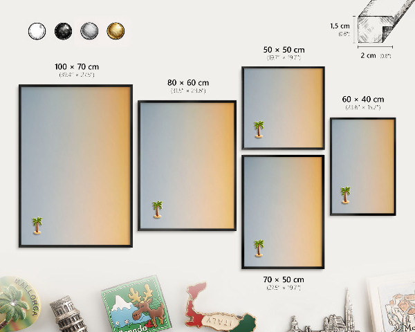 Vacation magnet board with a black frame Pastel gradient
