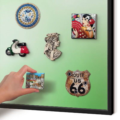 Metal wall board for magnets in a black frame Green harmony