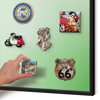 Metal wall board for magnets in a black frame Green harmony