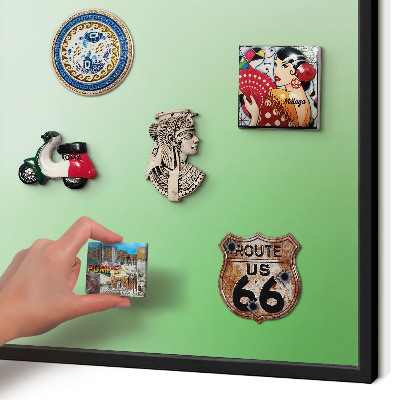 Metal wall board for magnets in a black frame Green harmony