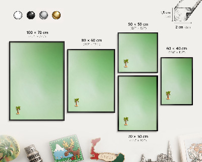 Metal wall board for magnets in a black frame Green harmony