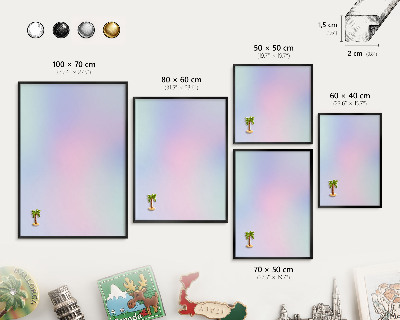 Vacation magnet board with a black frame Pastel gradient