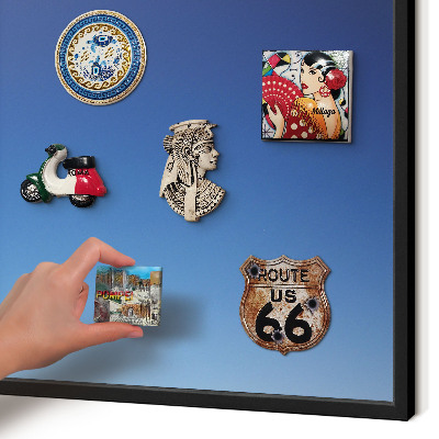 Metal wall board for magnets in a black frame Blue gradients