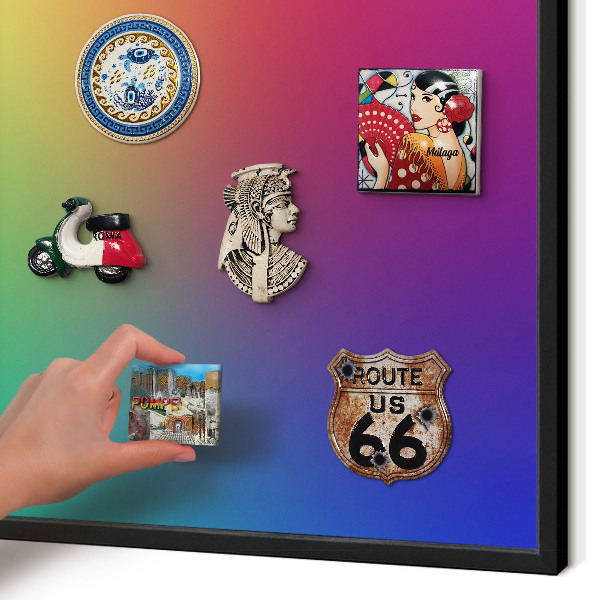 Vacation magnet board with a black frame Rainbow gradient