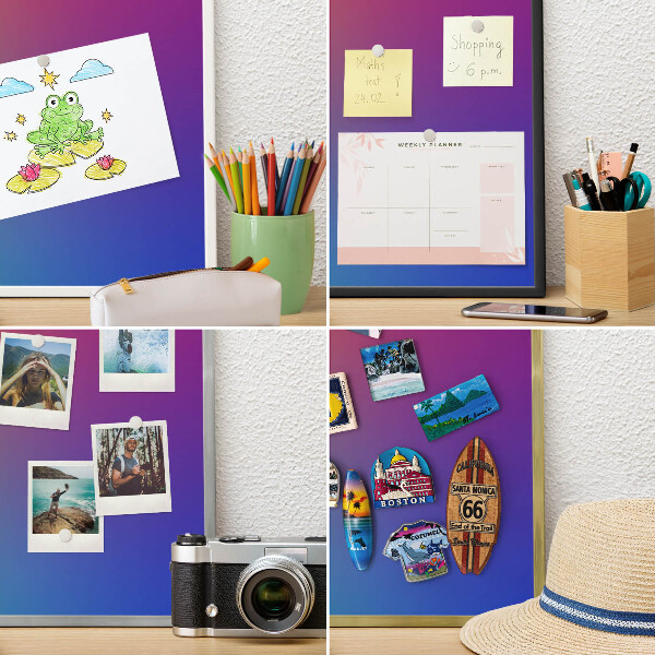 Vacation magnet board with a black frame Rainbow gradient
