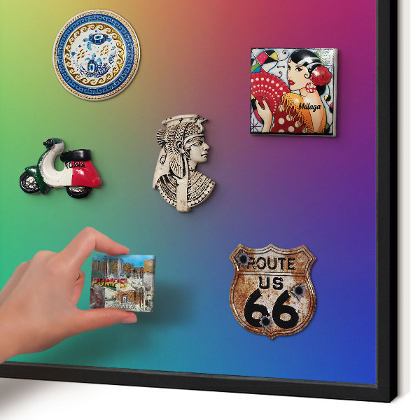 Vacation magnet board with a black frame Rainbow gradient