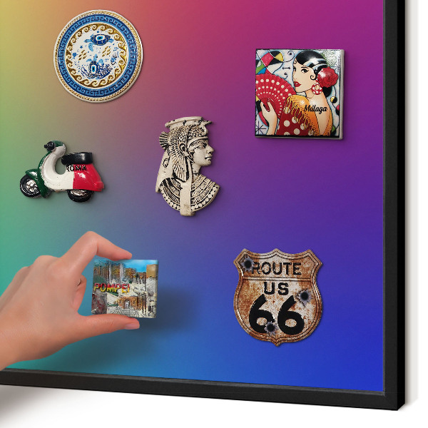 Vacation magnet board with a black frame Rainbow gradient