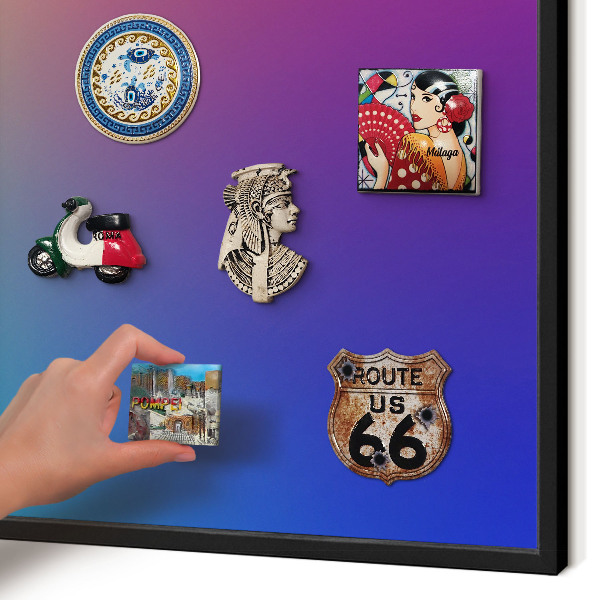 Vacation magnet board with a black frame Rainbow gradient
