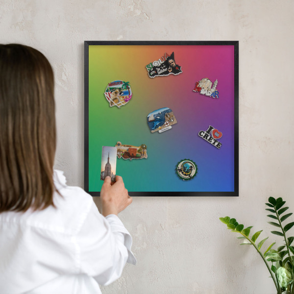 Vacation magnet board with a black frame Rainbow gradient