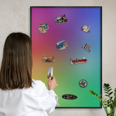 Vacation magnet board with a black frame Rainbow gradient