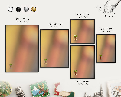 Metal wall board for magnets in a black frame Colorful glow