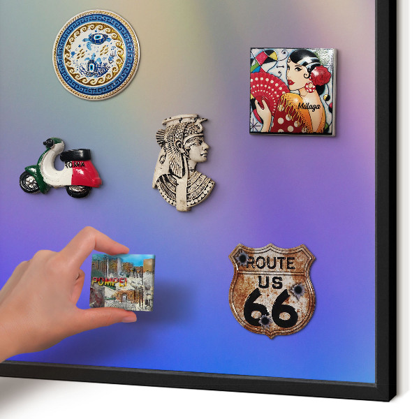 Vacation magnet board with a black frame Subtle gradient