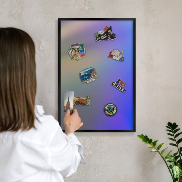 Vacation magnet board with a black frame Subtle gradient