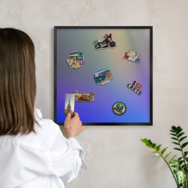 Vacation magnet board with a black frame Subtle gradient