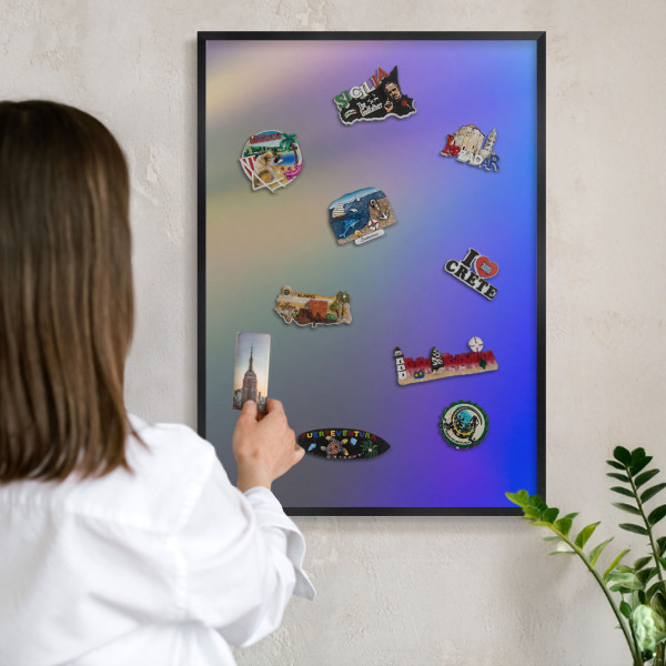 Vacation magnet board with a black frame Subtle gradient