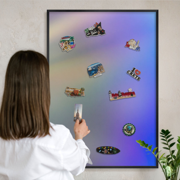 Vacation magnet board with a black frame Subtle gradient