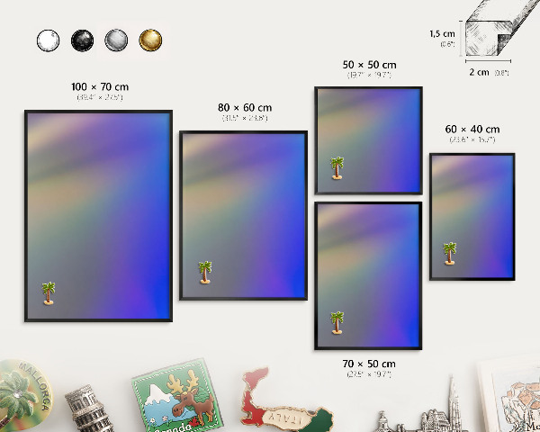 Vacation magnet board with a black frame Subtle gradient
