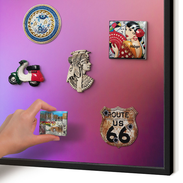Metal wall board for magnets in a black frame Colors of harmony