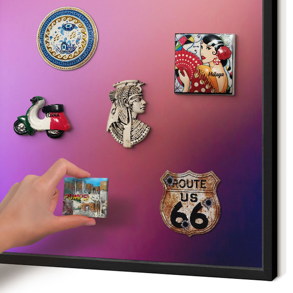 Metal wall board for magnets in a black frame Colors of harmony