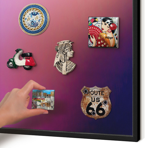 Metal wall board for magnets in a black frame Colors of harmony