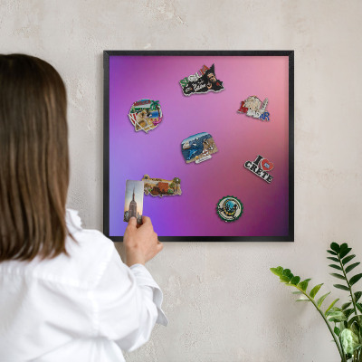 Metal wall board for magnets in a black frame Colors of harmony
