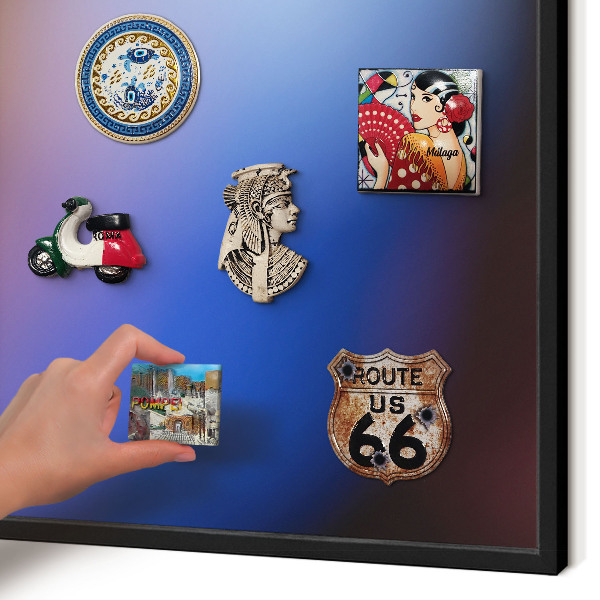 Vacation magnet board with a black frame Colors of Balance