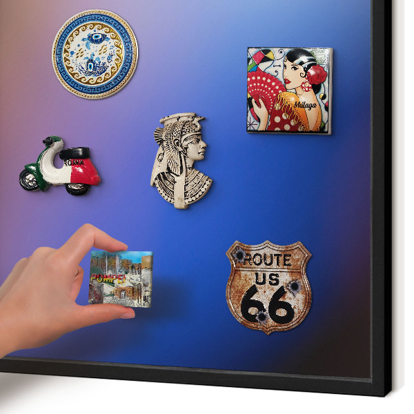 Vacation magnet board with a black frame Colors of Balance
