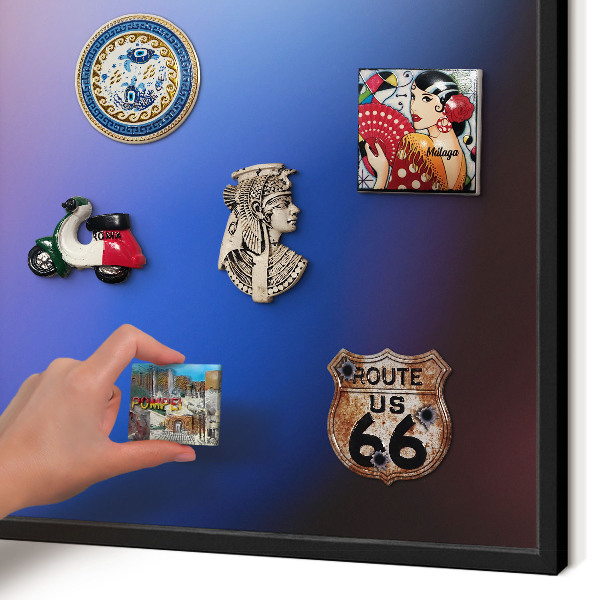 Vacation magnet board with a black frame Colors of Balance