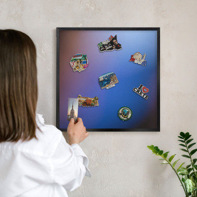Vacation magnet board with a black frame Colors of Balance