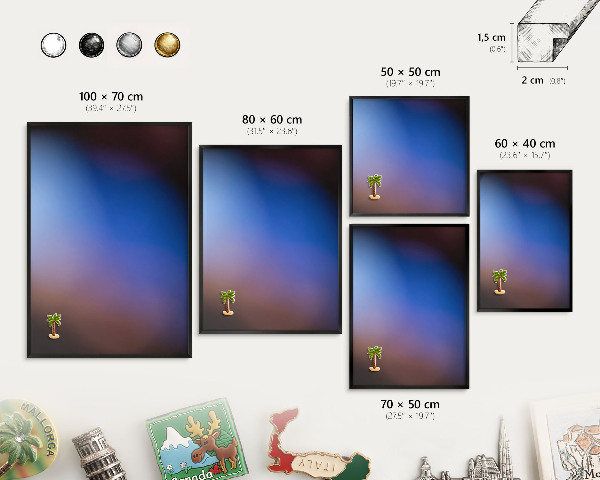 Vacation magnet board with a black frame Colors of Balance