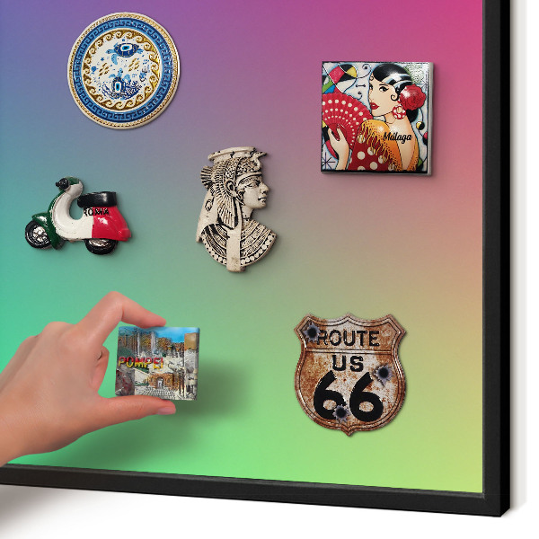 Metal wall board for magnets in a black frame Colorful gradient