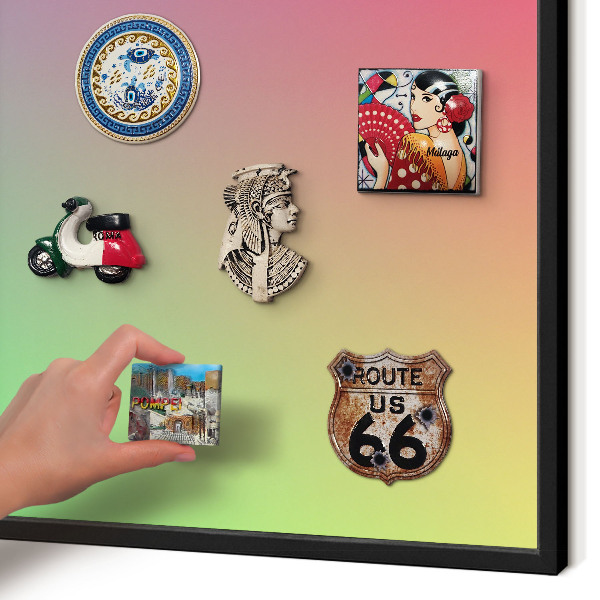 Metal wall board for magnets in a black frame Colorful gradient