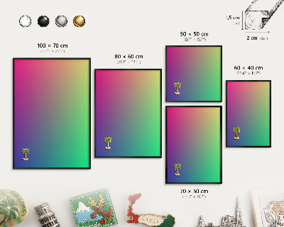 Metal wall board for magnets in a black frame Colorful gradient