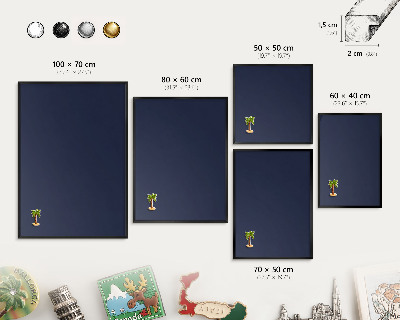 Metal wall board for magnets in a black frame Dark navy blue