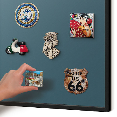 Vacation magnet board with a black frame Dark turquoise