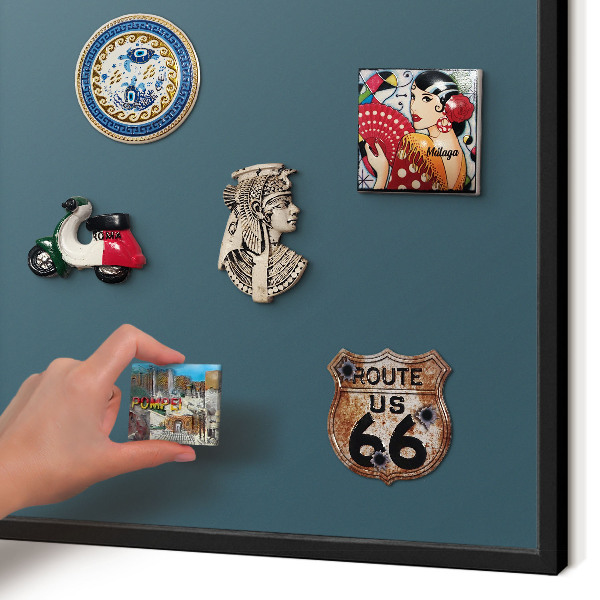 Vacation magnet board with a black frame Dark turquoise