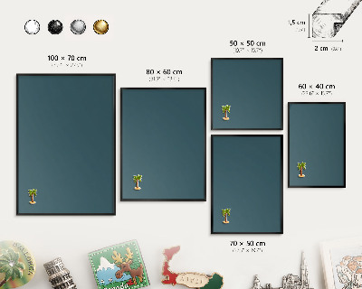 Vacation magnet board with a black frame Dark turquoise