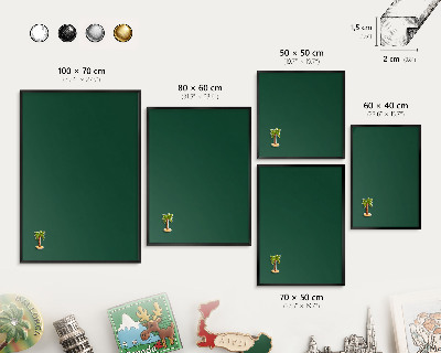 Metal wall board for magnets in a black frame Bottle green