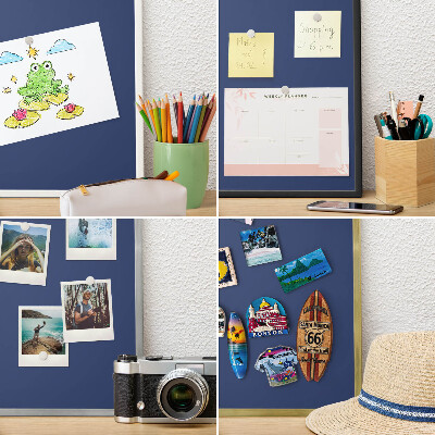 Vacation magnet board with a black frame Vivid navy blue
