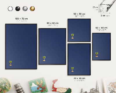 Vacation magnet board with a black frame Vivid navy blue