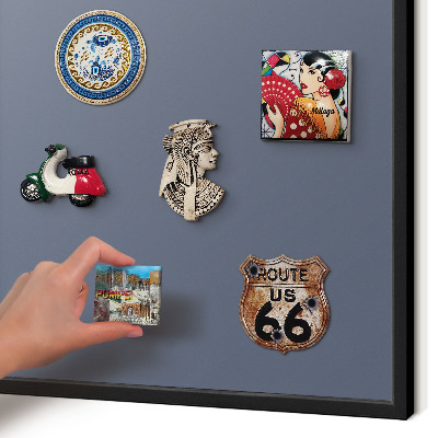 Vacation magnet board with a black frame Cool gray