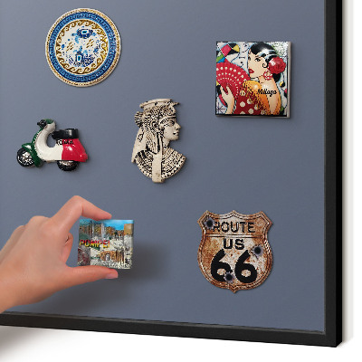 Vacation magnet board with a black frame Cool gray