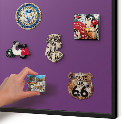 Vacation magnet board with a black frame Strong purple