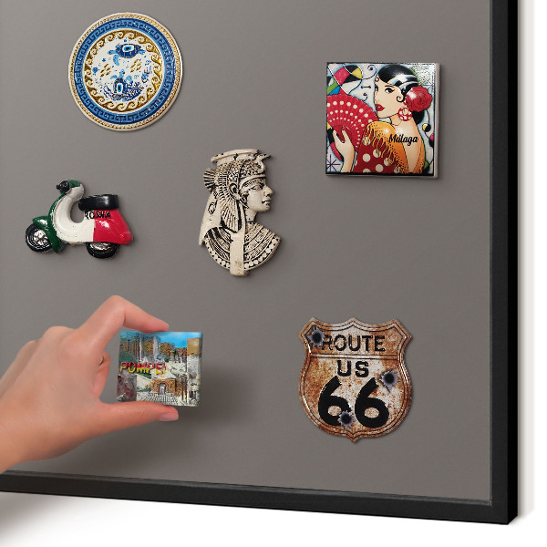 Metal wall board for magnets in a black frame Dark gray