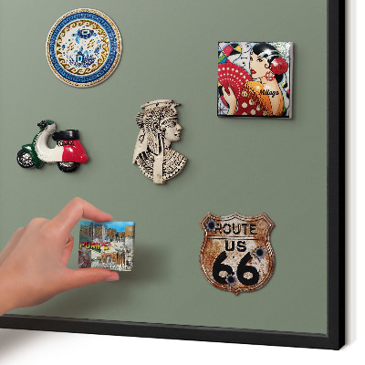 Vacation magnet board with a black frame Dark sage