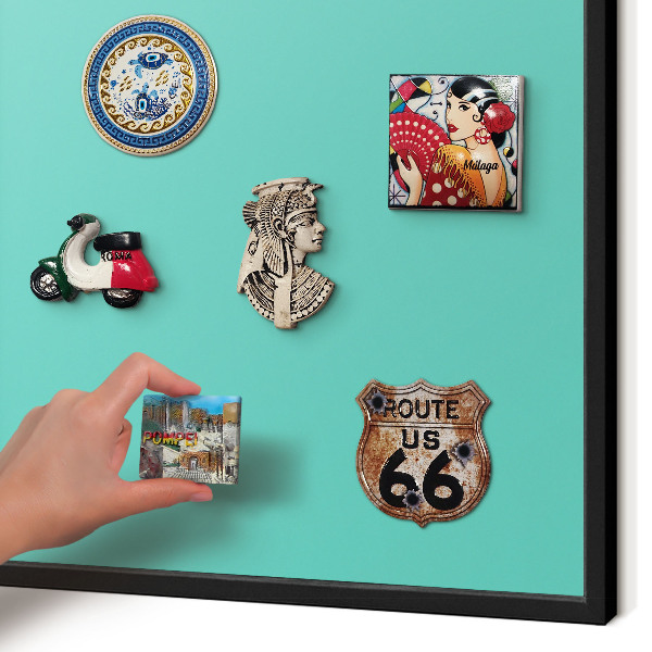 Metal wall board for magnets in a black frame Strong mint