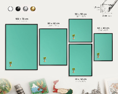 Metal wall board for magnets in a black frame Strong mint