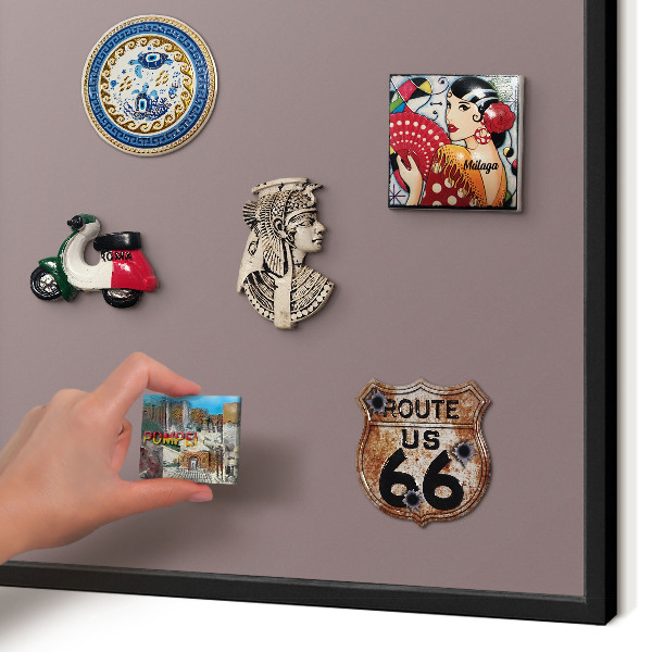 Vacation magnet board with a black frame Ash brown